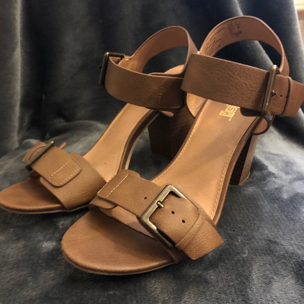 Brown strap heel